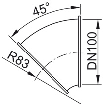 Viessmann Rohrbogen 45° mit Bördelrand DN100